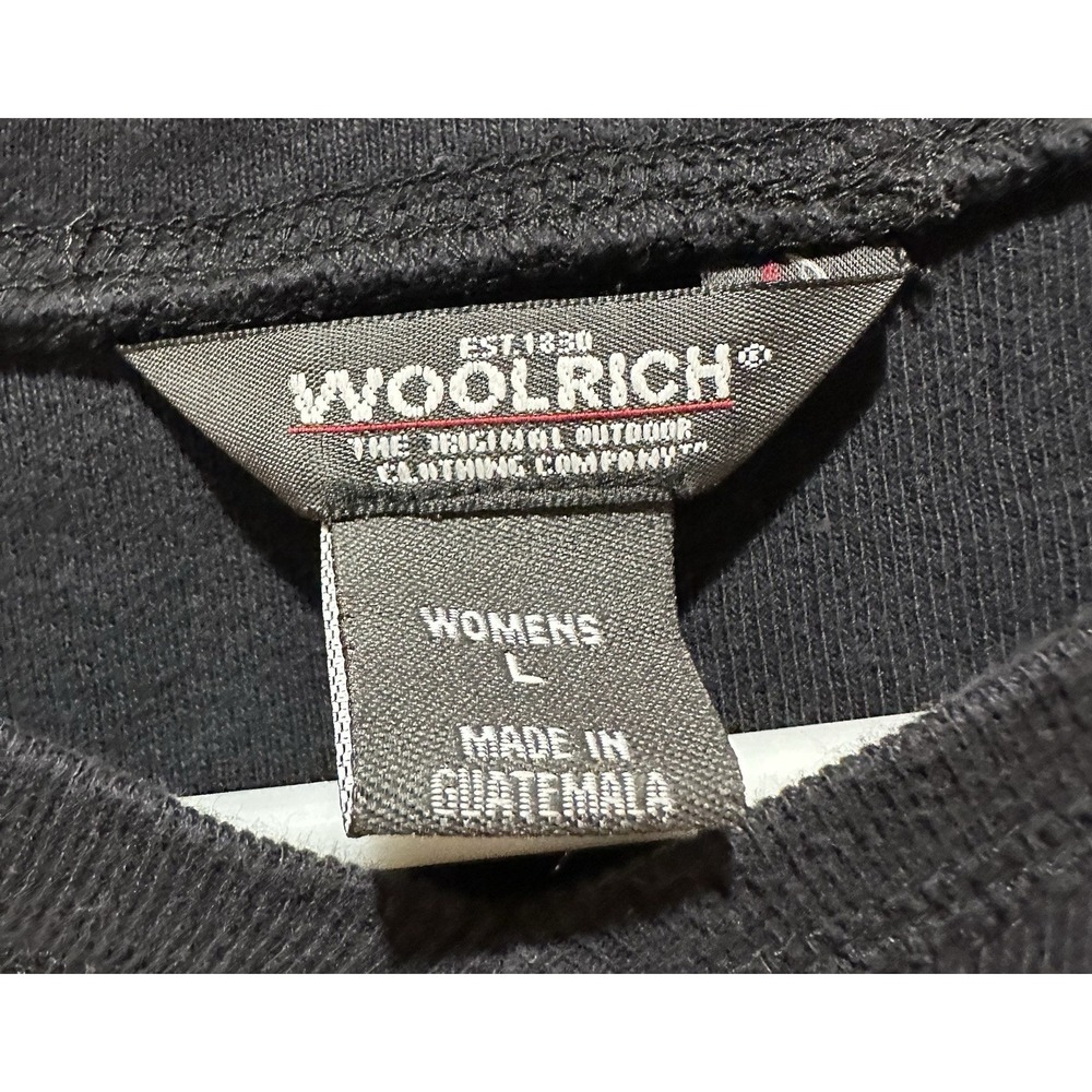 Woolrich Women's V- Neck Raglan Sleeve Cotton Shirt Size Large - Black - Picture 2 of 5